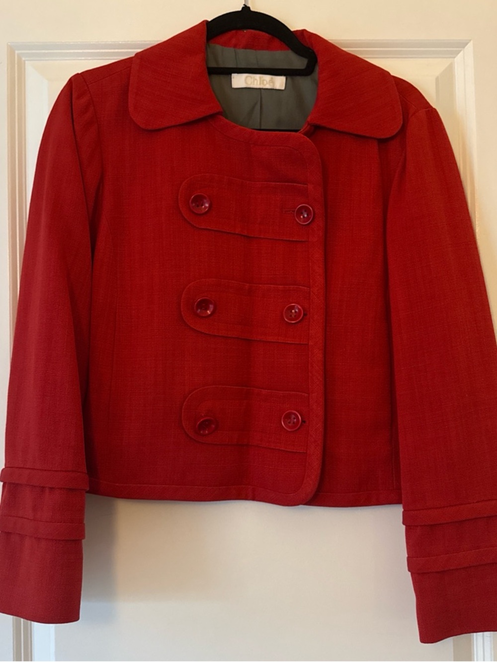 Chloé Red Cropped Button-Front Blazer